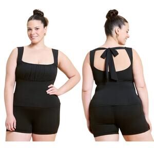 Blogilates Women's Bow Back Sleeveless Tank Top Black Size 1X